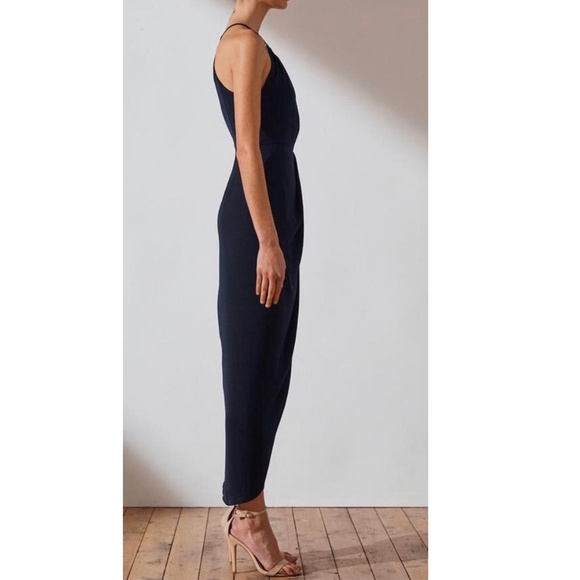 SHONA JOY: Core High Neck Ruched Navy Dress (NWT) - Picture 4 of 10